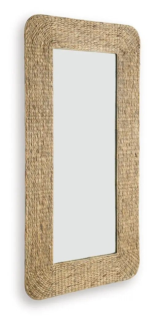 Norigan floor mirror with natural woven rope frame by Unique Piece Furniture on Tampa Home & Garden Store