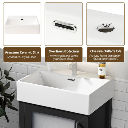 Bathroom Vanity with Ceramic Sink and Storage