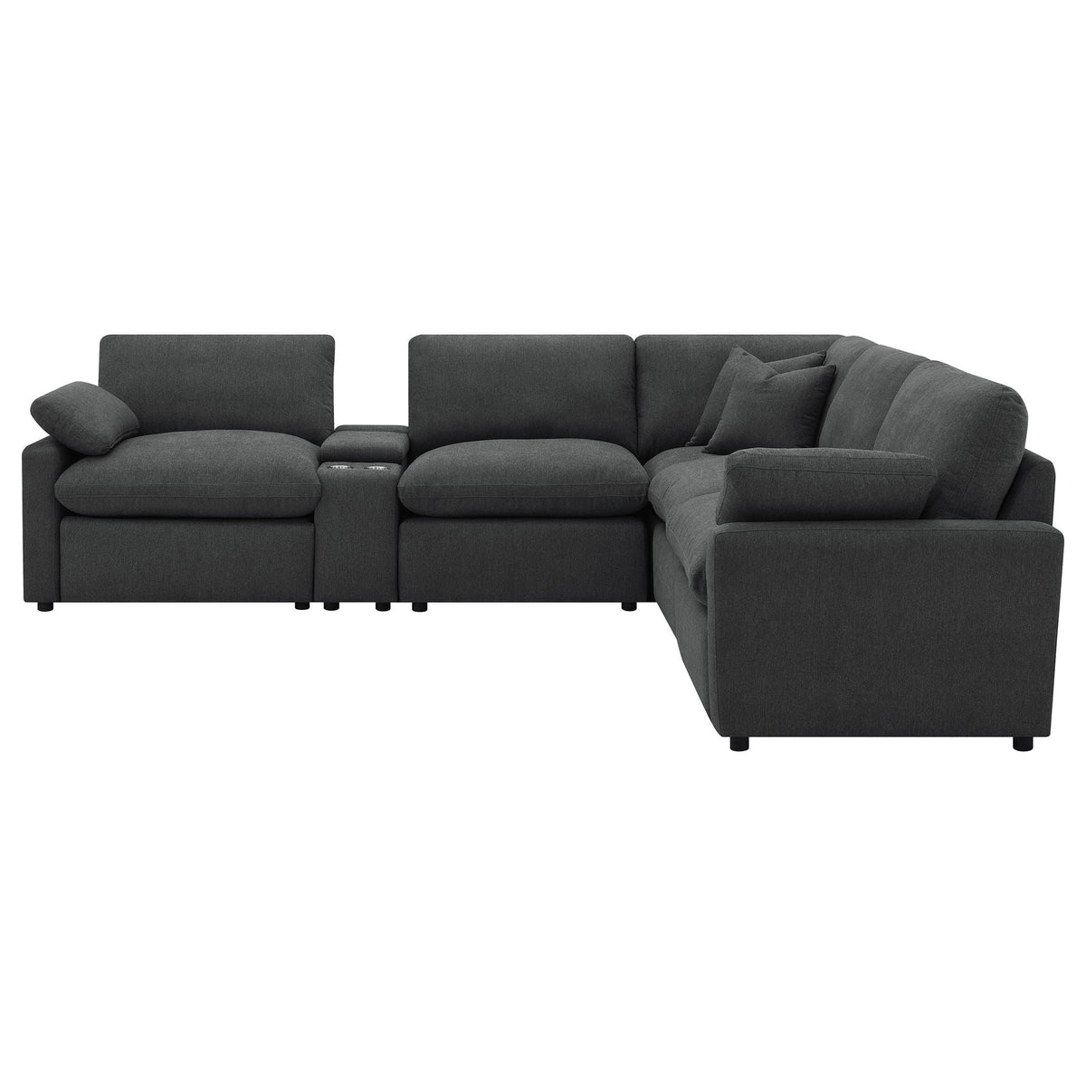 Hollander 6 Piece Modular Power Reclining Sectional dark gray fabric by HouseOfZazla on Tampa Home & Garden Store