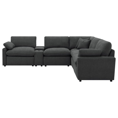 Hollander 6 Piece Modular Power Reclining Sectional dark gray fabric by HouseOfZazla on Tampa Home & Garden Store