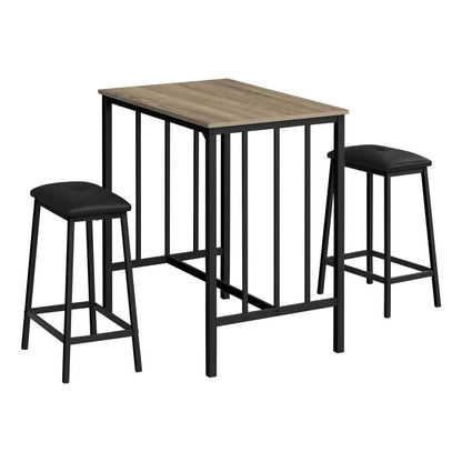 3 piece counter-height dining set with wood top and black metal frame; two stools on Tampa Home & Garden Store