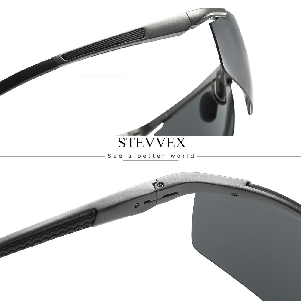 Stevvex men's polarized sunglasses with UV400 lenses, gray tint and metal frame on Tampa Home & Garden Store