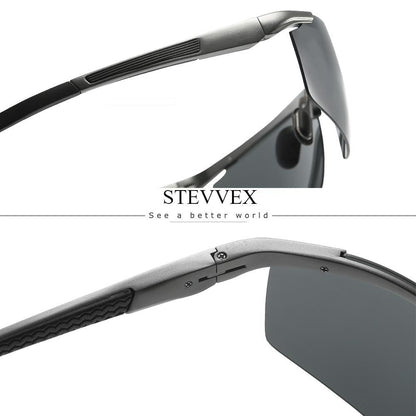 Stevvex men's polarized sunglasses with UV400 lenses, gray tint and metal frame on Tampa Home & Garden Store