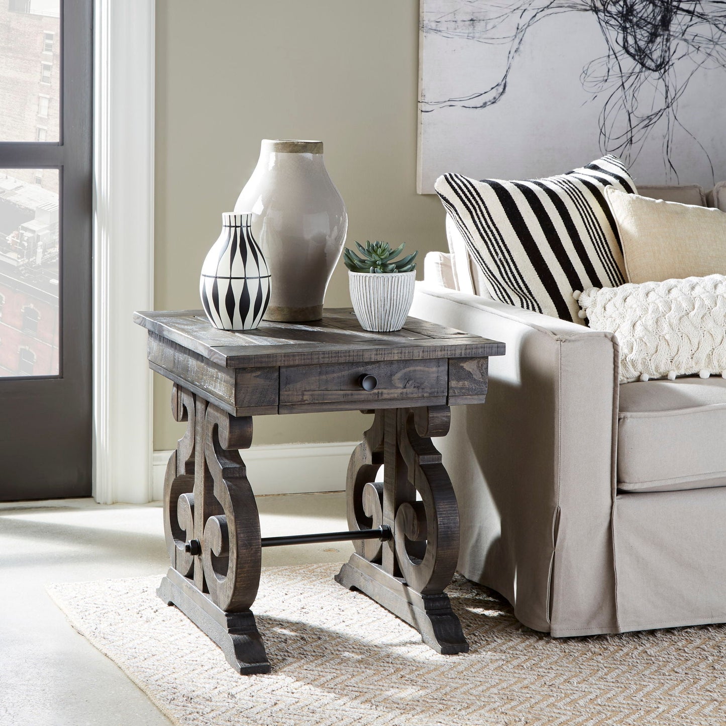 Bellamy Rectangular Table in Peppercorn Finish