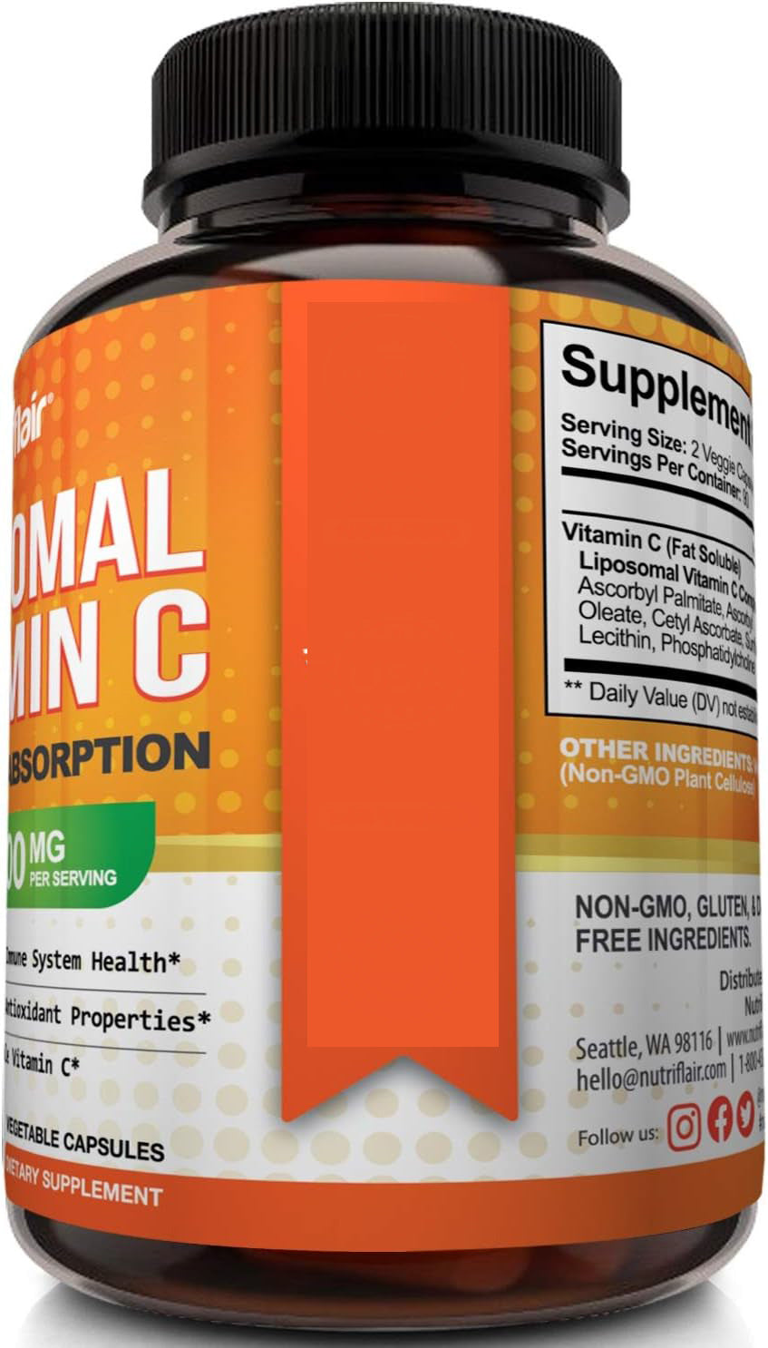 Perfecsy VC Vitamin C Capsules bottle with orange label, black cap, dietary supplement on Tampa Home & Garden Store