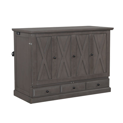Solid Pine Murphy bed chest cabinet with charging station and large storage drawer on Tampa Home & Garden Store