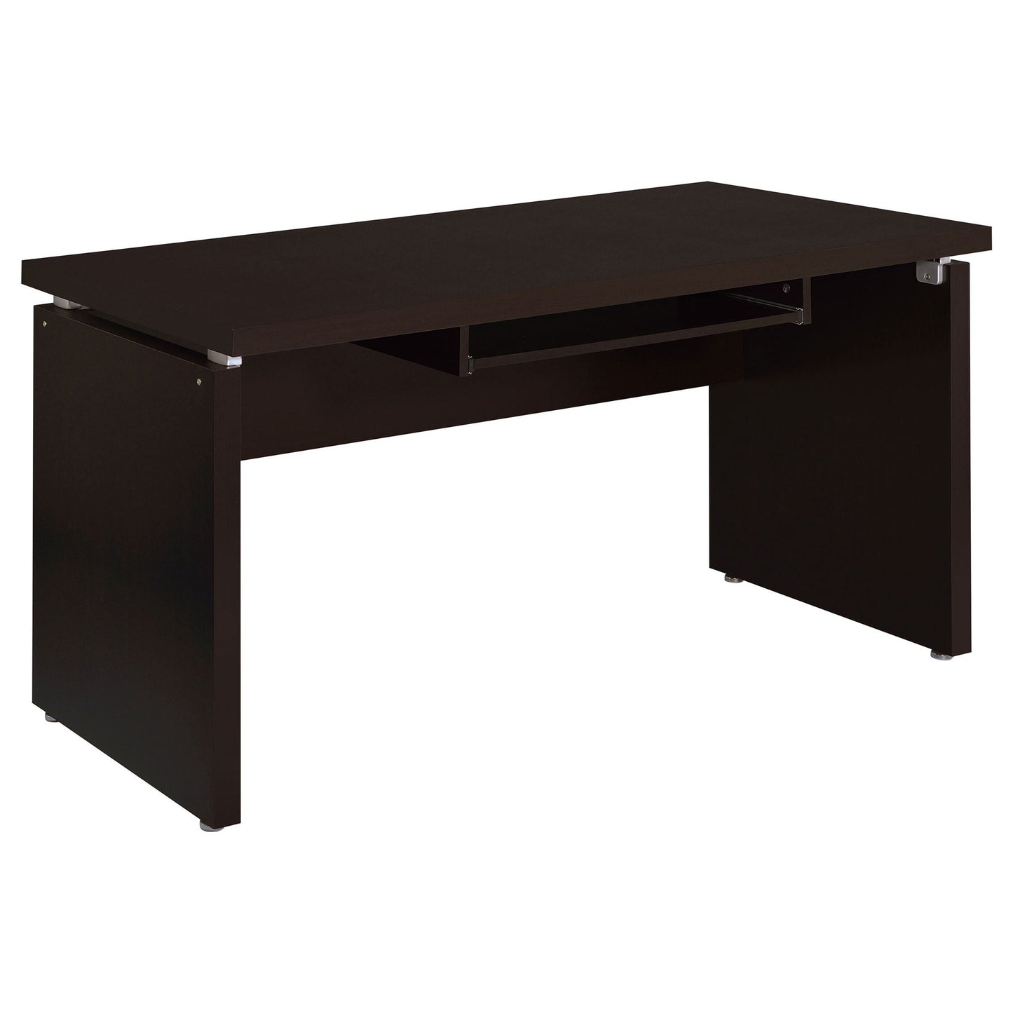 Ulloa L-shaped office desk cappuccino with slide-out keyboard tray and storage drawers on Tampa Home & Garden Store