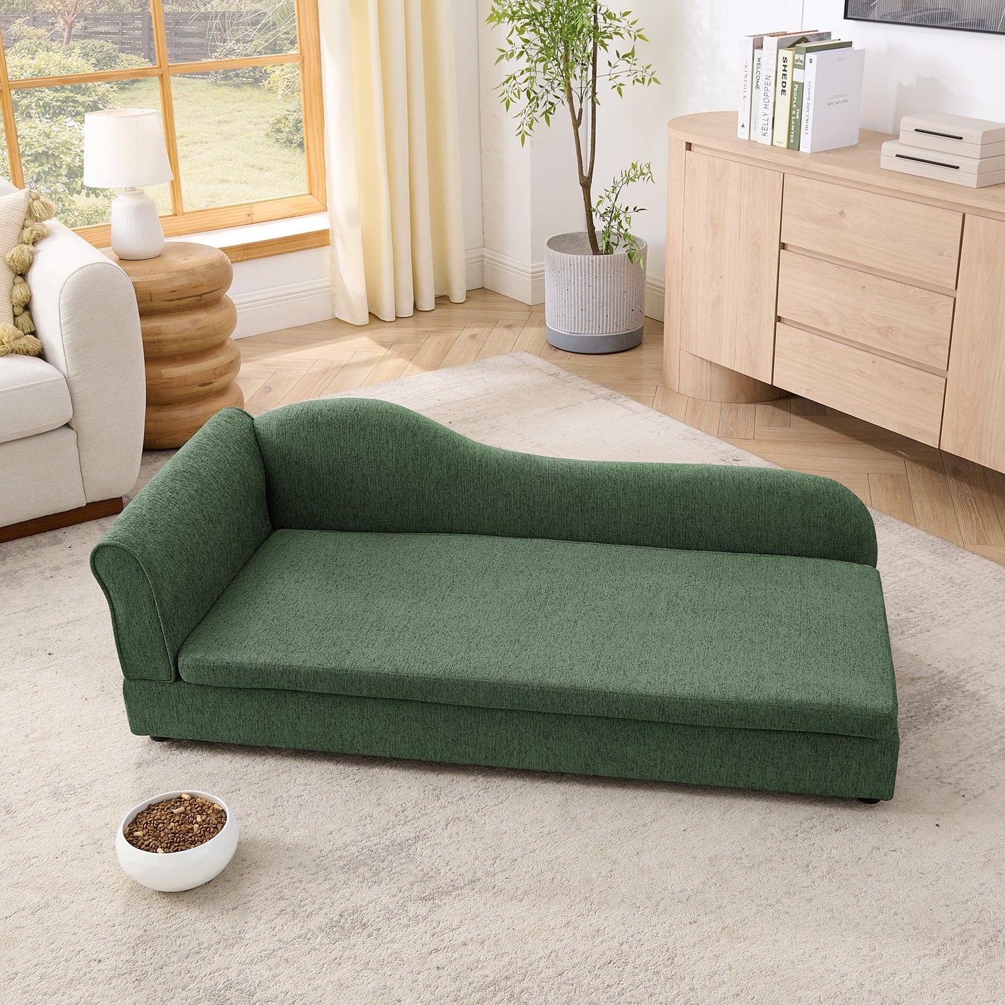 Oversized Pet Sofa by HouseOfZazla in green upholstery for medium/large dogs living room setup on Tampa Home & Garden Store