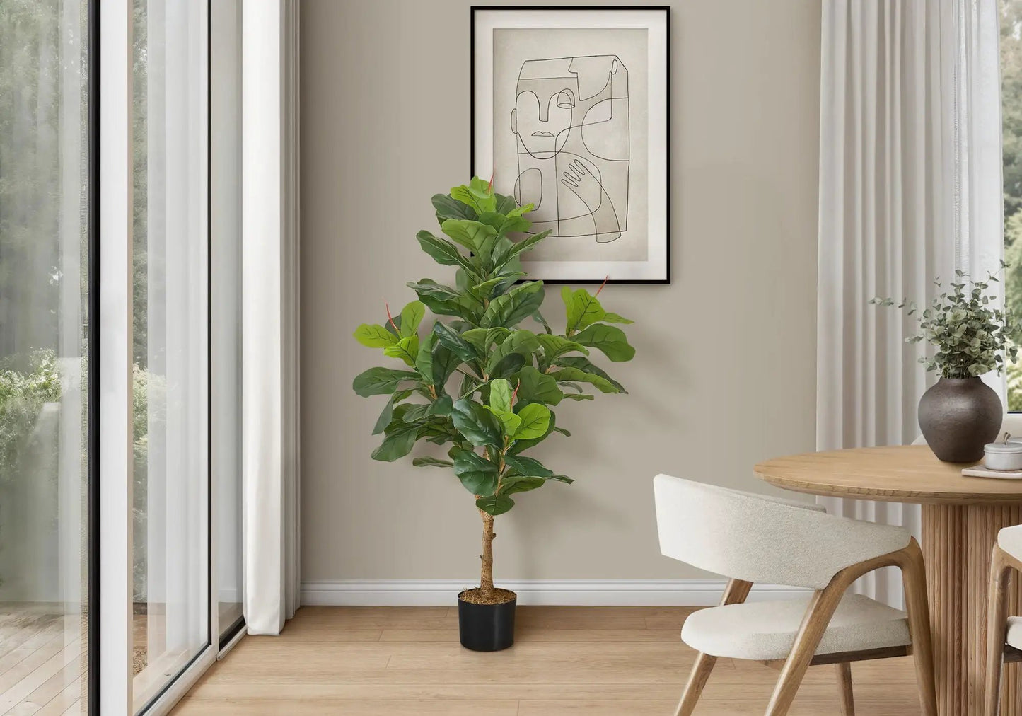 Fiddle leaf fig artificial plant, 47in tall, black pot decor by Unique Piece Furniture on Tampa Home & Garden Store