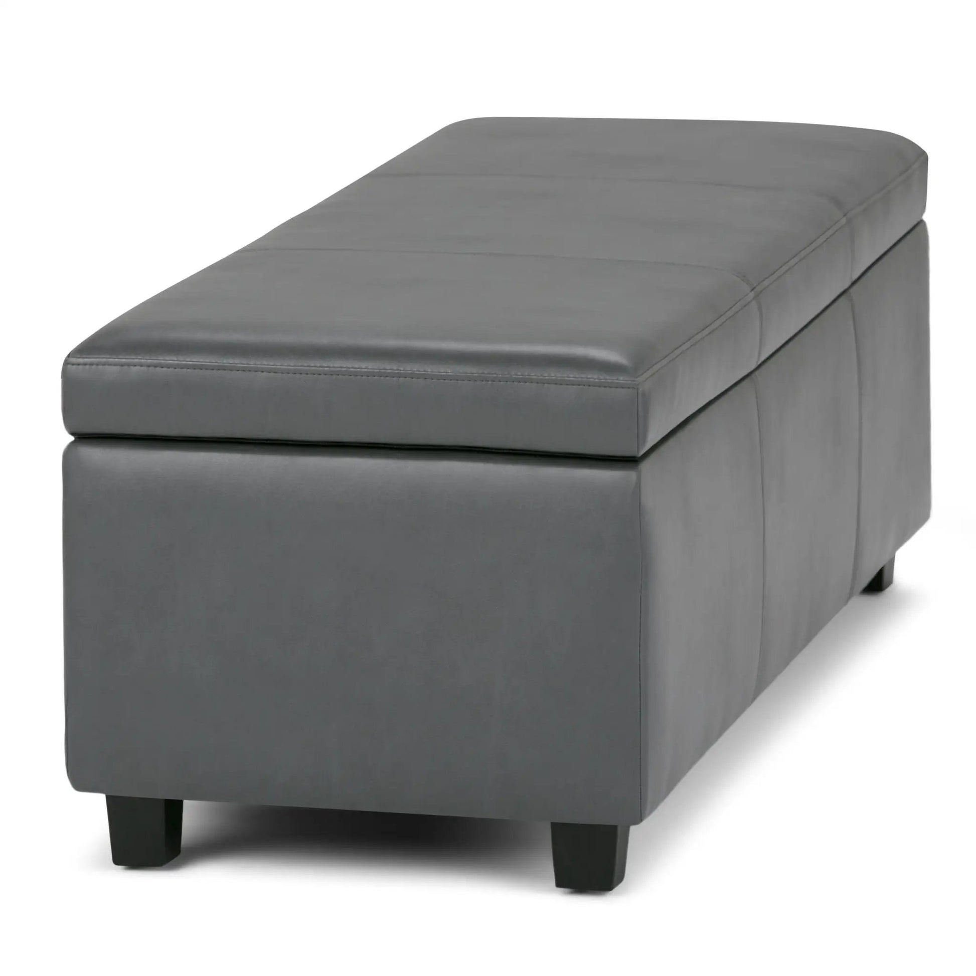 Avalon storage ottoman bench by Unique Piece Furniture in charcoal gray faux leather on Tampa Home & Garden Store