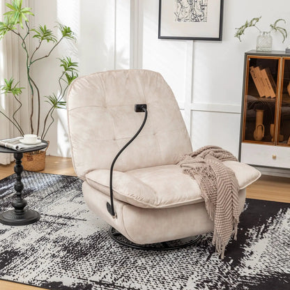 Beige swivel gliding recliner chair with rocking and phone holder Unique Piece Furniture on Tampa Home & Garden Store