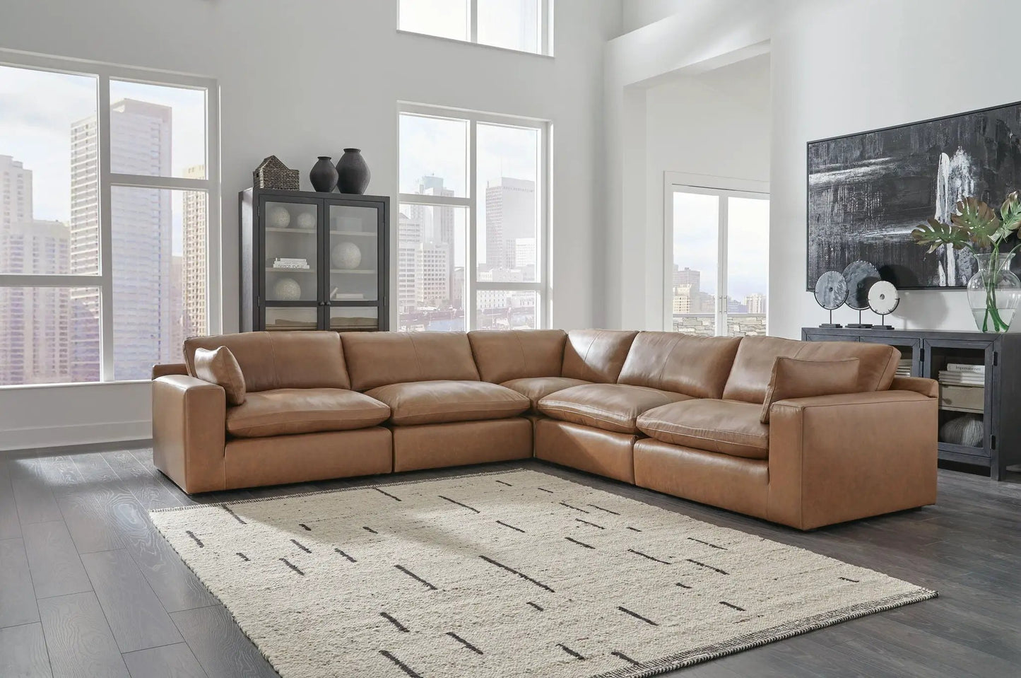 Emilia Sectional Sofa with Leather Accents