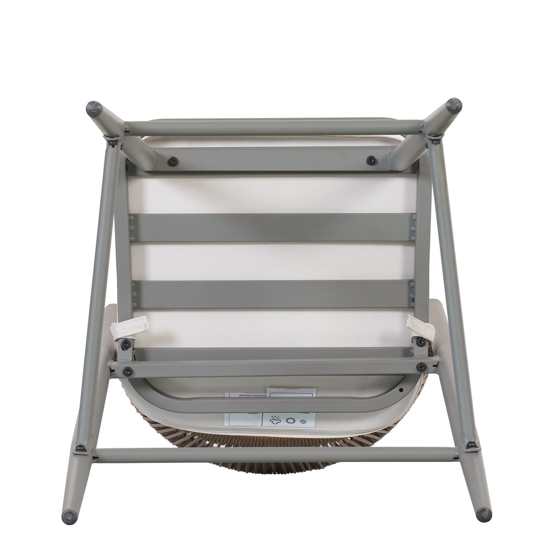Outdoor 26in counter-height metal stool with scalloped backrest and water-resistant cushion on Tampa Home & Garden Store