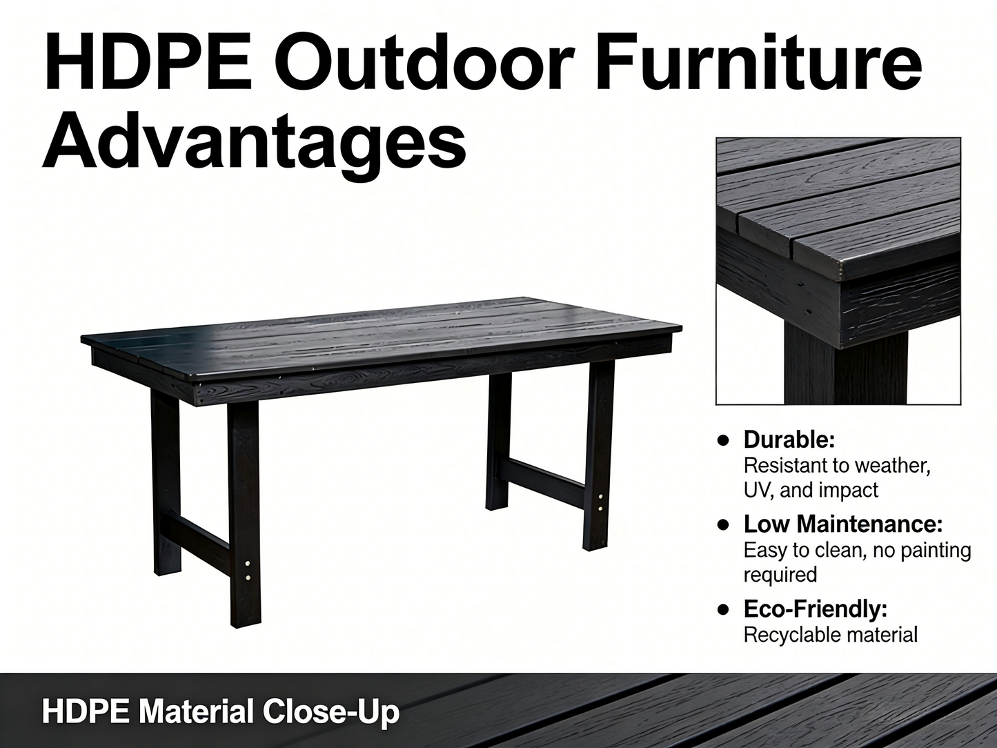 HDPE Outdoor Patio Dining Set and Six Chairs