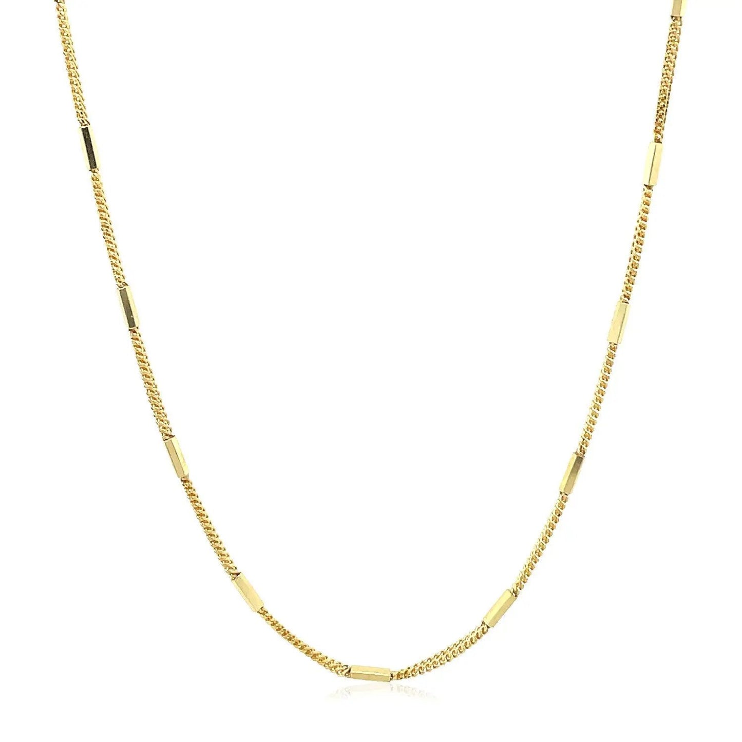14k yellow gold diamond-cut bar-link necklace with rectangular bars, 1.3mm chain on Tampa Home & Garden Store