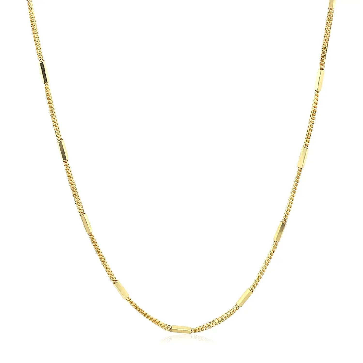 14k yellow gold diamond-cut bar-link necklace with rectangular bars, 1.3mm chain on Tampa Home & Garden Store