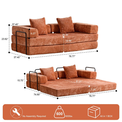 Compact Floor Sofa Bed With A Pillow And Frame