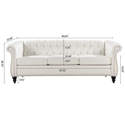 Rolled Arm Chesterfield Three Seater Sofa