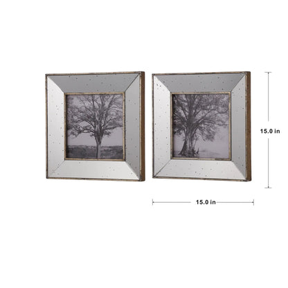 Vintage reflective picture frames set of 2 in silver with mirrored panels on Tampa Home & Garden Store