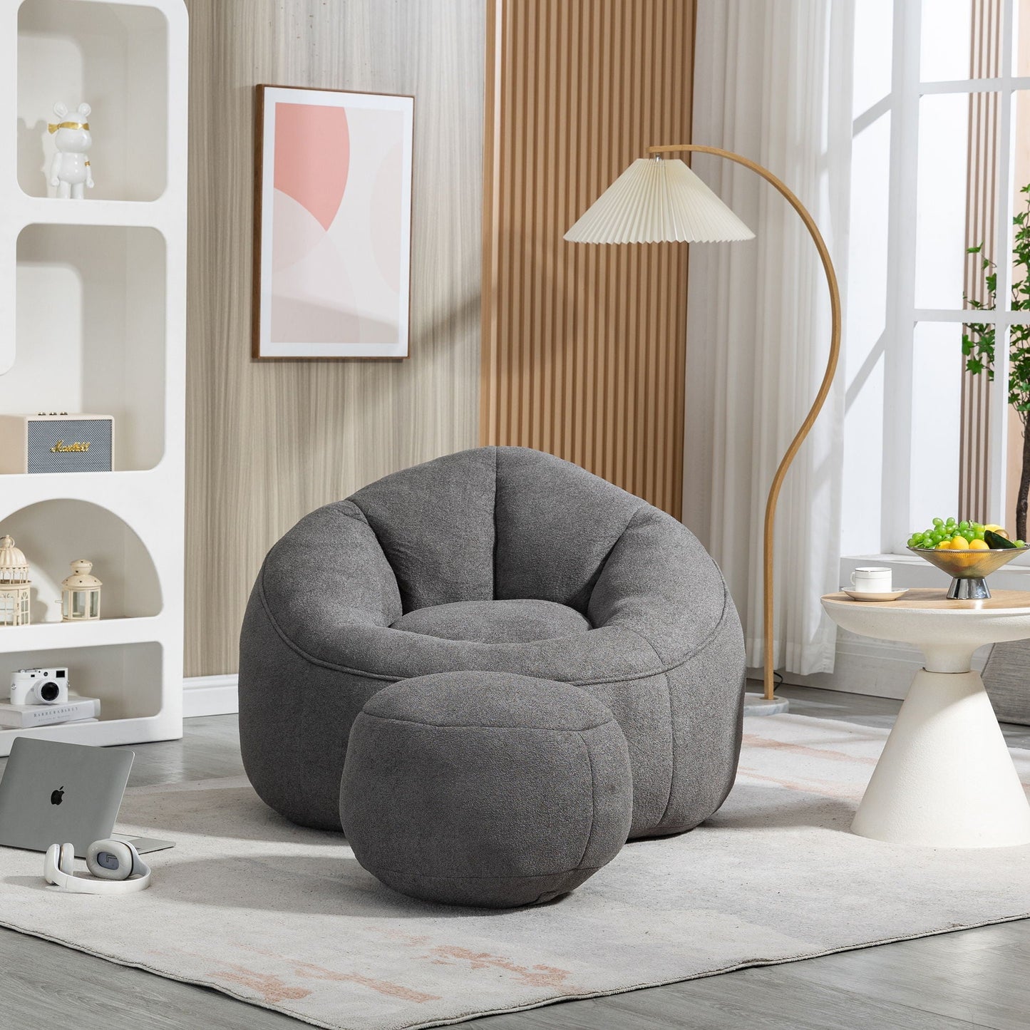 Cozy Bean Bag Chair With Foam and Footrest