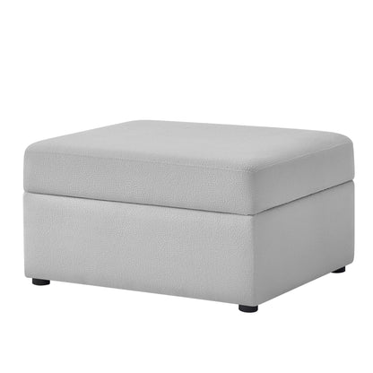 Storage ottoman with hidden storage gray faux leather by HouseOfZazla, rectangular cube design on Tampa Home & Garden Store