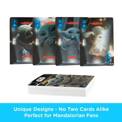 Star Wars The Mandalorian Grogu playing cards deck by The Country Christmas Loft, 4 Grogu-themed cards shown on Tampa Home & Garden Store