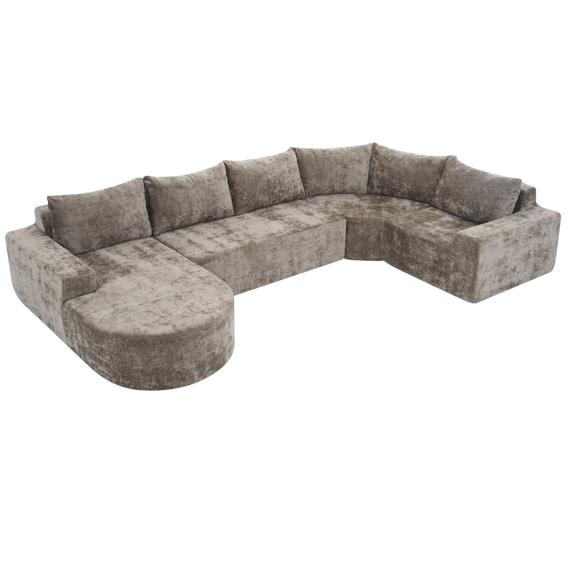 Modular Cloud Sectional Sofa Set, U-shaped with deep seats in beige velvet, HouseOfZazla on Tampa Home & Garden Store