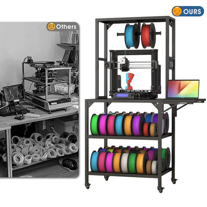 Heavy Duty 3D Printer Stand with Filament Storage Rack in black by Unique Piece Furniture on Tampa Home & Garden Store
