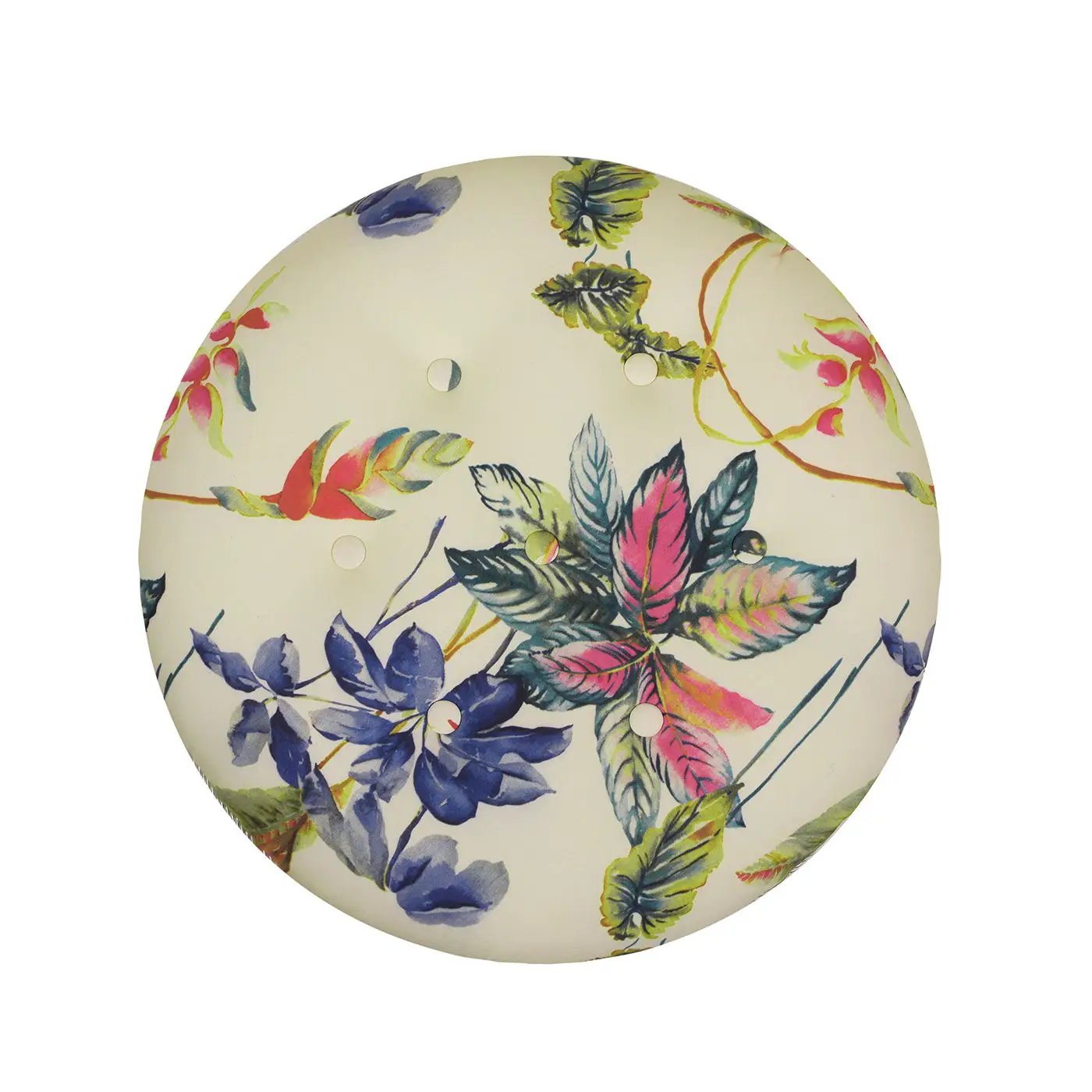 Yolanda round upholstered ottoman in floral print with tufted buttons on Tampa Home & Garden Store