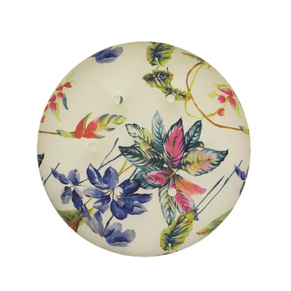 Yolanda round upholstered ottoman in floral print with tufted buttons on Tampa Home & Garden Store