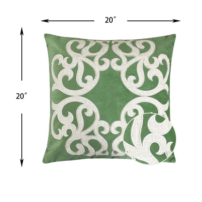 Dora Vintage Vine Pillow Covers set of 2 in green with hidden zipper by Unique Piece Furniture on Tampa Home & Garden Store