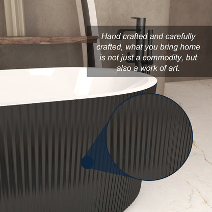 67 Inch linear acrylic freestanding tub with white finish and matte black faucet on Tampa Home & Garden Store