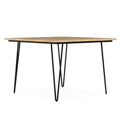 Hunter square tabletop dining table light wood top with black metal legs Unique Piece Furniture on Tampa Home & Garden Store