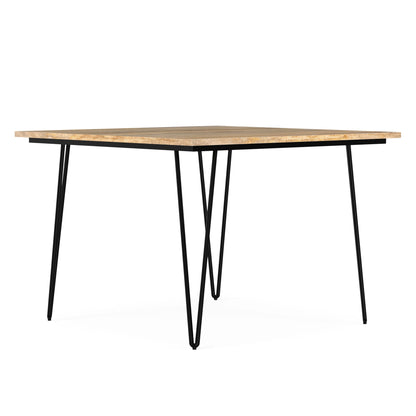 Square Mango Wood Dining Table with Hairpin Legs by HouseOfZazla, natural wood top, black legs on Tampa Home & Garden Store