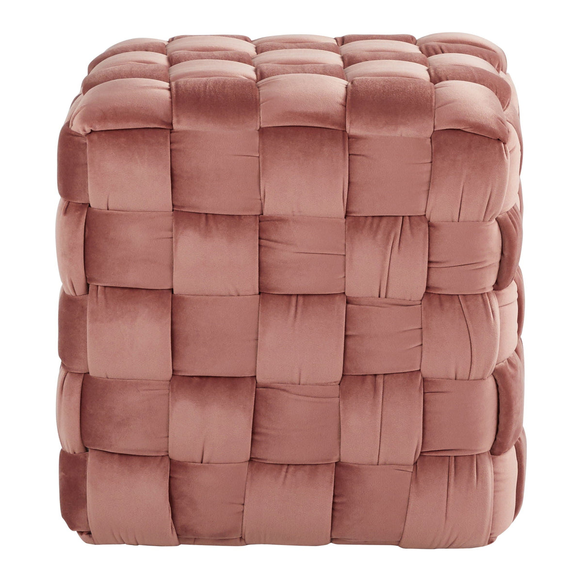 Square braided ottoman in pink, light blue, dark gray, beige by HouseOfZazla; rectangle accent on Tampa Home & Garden Store