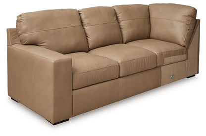 Bandon sectional sofa by Unique Piece Furniture in tan leather, 3-seat stationary on Tampa Home & Garden Store