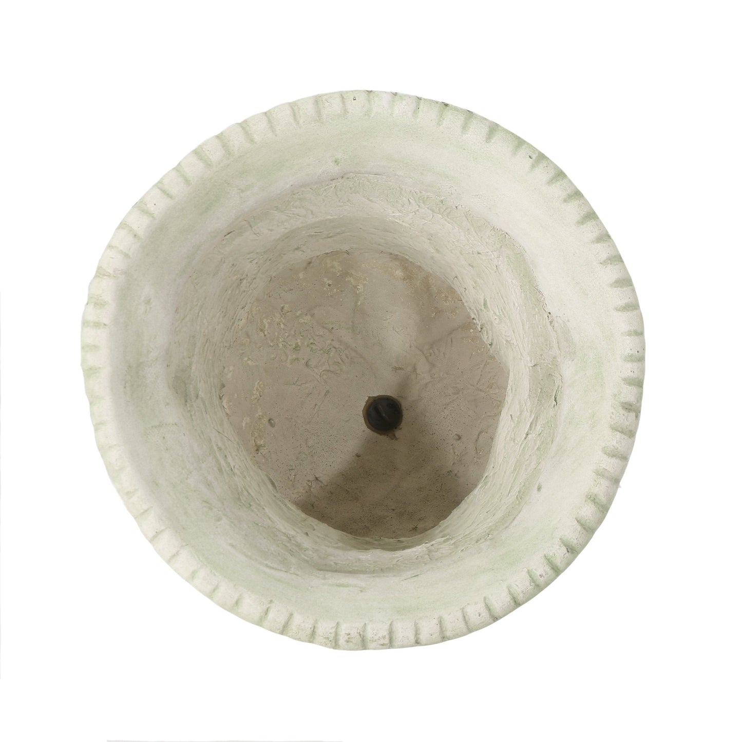 MGO Garden Urn Planter by HouseOfZazla, round light gray planter, top view on Tampa Home & Garden Store