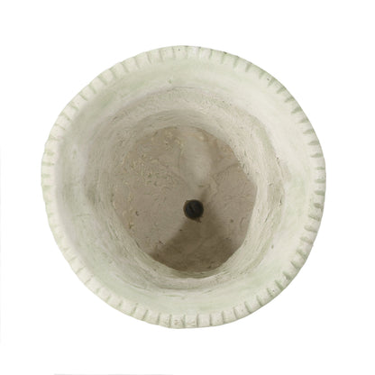MGO Garden Urn Planter by HouseOfZazla, round light gray planter, top view on Tampa Home & Garden Store
