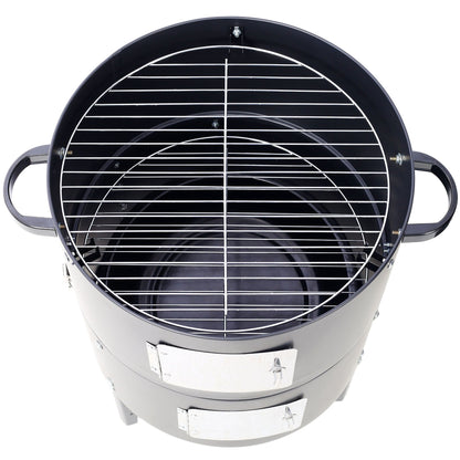 Heavy Duty Round Steel Charcoal Grill and Smoker