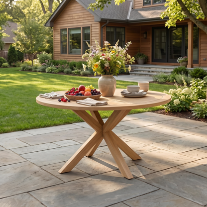 44.5 Inch Round Outdoor and Acacia Dining Table