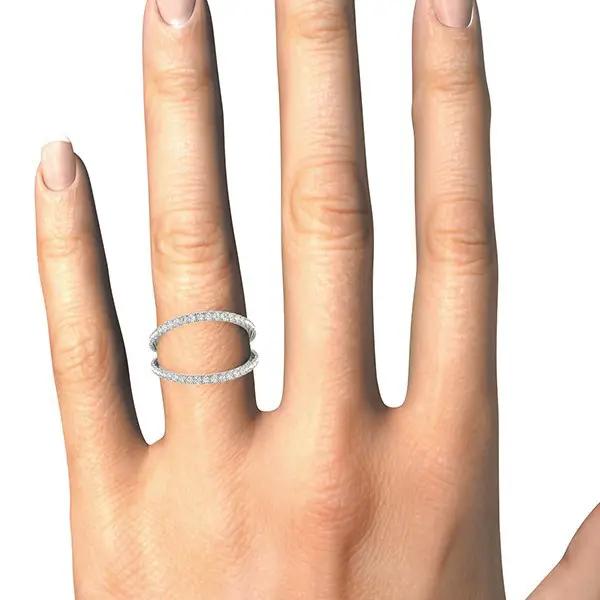 14k white gold diamond split-band ring (1/4 cttw) on finger, elegant sparkle on Tampa Home & Garden Store