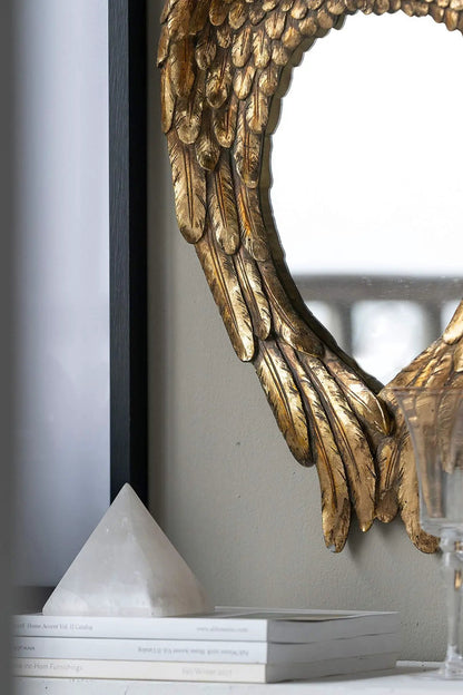 Wing Accent Wall Mirror for Living Room Gold