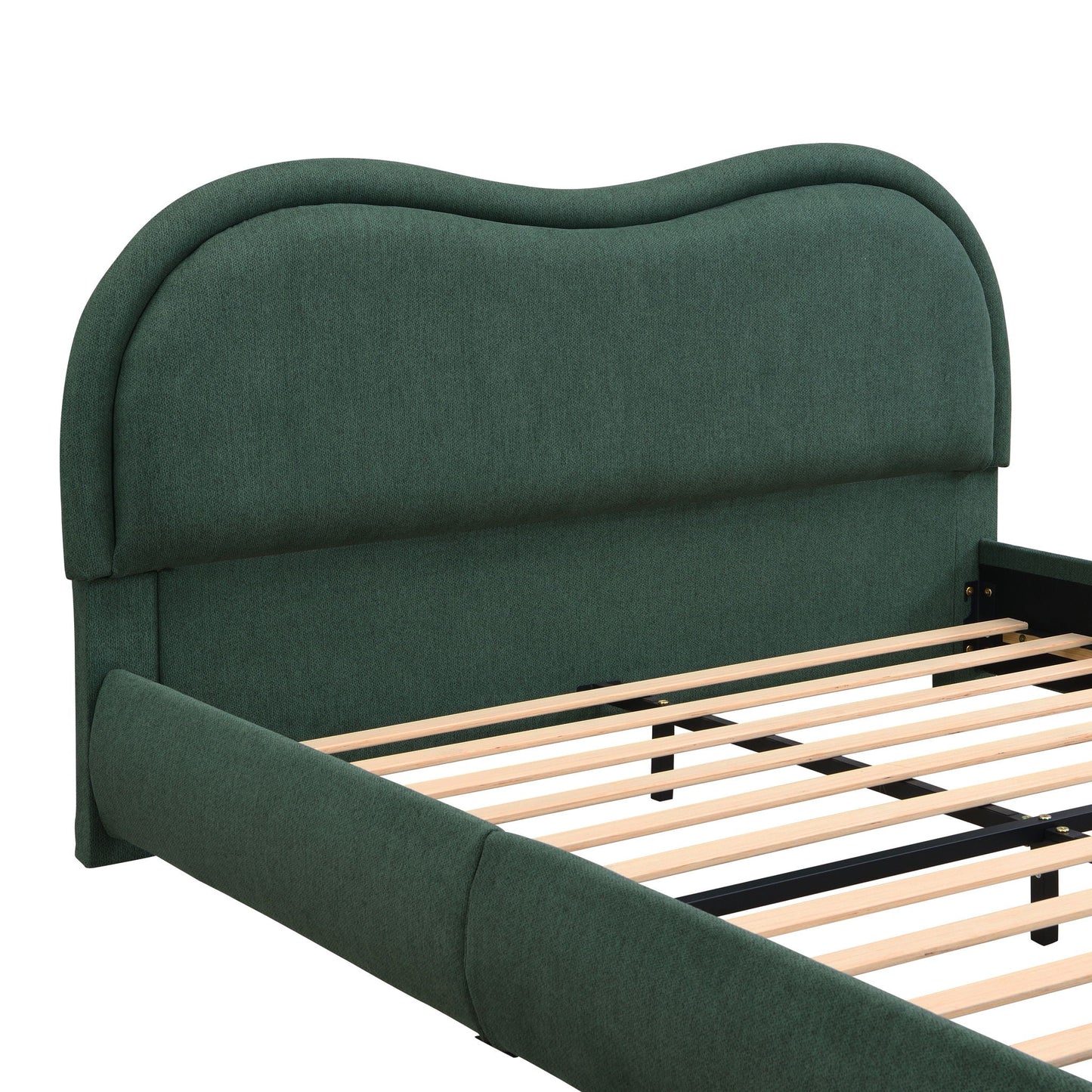 Upholstered Platform Bed with Curved Headboard