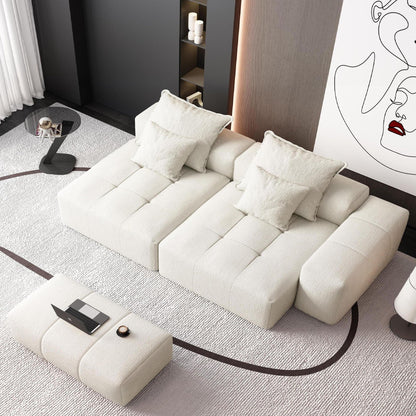 Modern oversized DIY modular sectional sofa with pillows in beige fabric by HouseOfZazla on Tampa Home & Garden Store