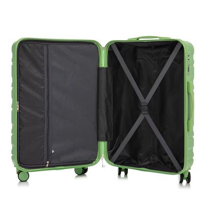 HIFINE Tourist 3-Piece Spinner Luggage Set, green, mesh divider and cross straps inside on Tampa Home & Garden Store