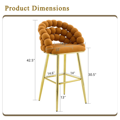 Ball Chain Bubble Tufted Bar Chairs Set Of Two