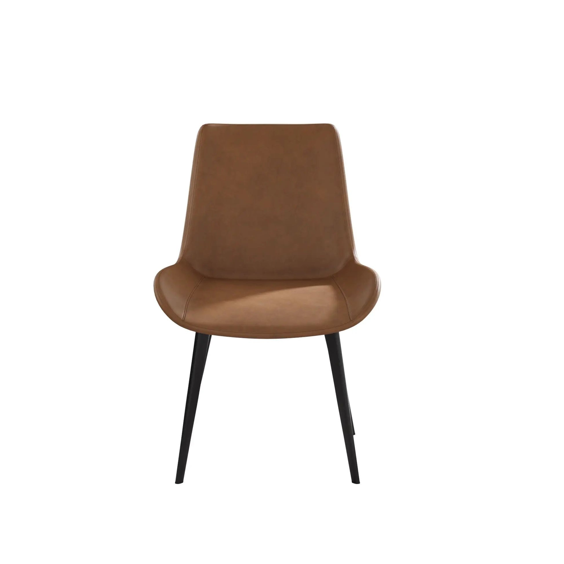 Modern dining chair set of 2 in brown leather with black metal legs on Tampa Home & Garden Store