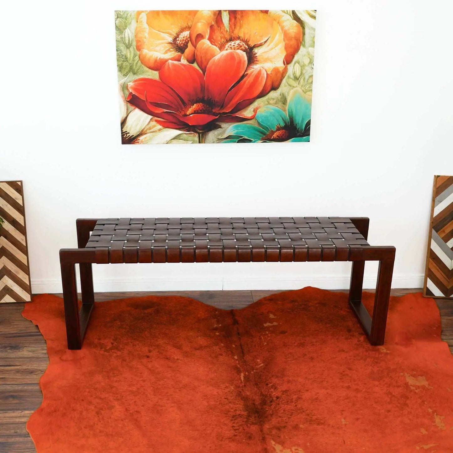 Christina Bench in Cognac and Dark Brown Tan