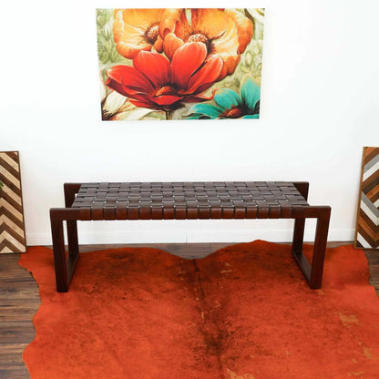 Christina Bench in Cognac and Dark Brown Tan