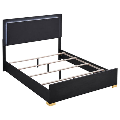 Medici Eastern King LED Headboard Bed black panel bed with LED-lit headboard by HouseOfZazla on Tampa Home & Garden Store
